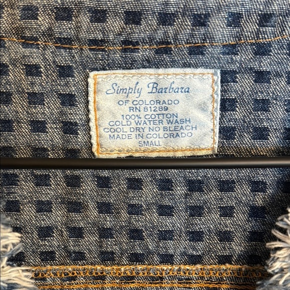 Vintage Simply Barbara of Colorado Frayed Denim Vest with Checkered Pattern - Picture 2 of 10
